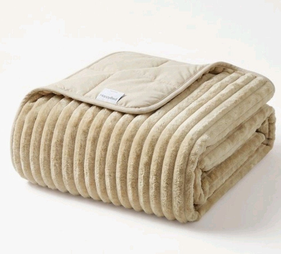 Happybed Verzwaringsdeken Taupe 150x200 - 7kg Flannel Fleece, Eenpersoons, Onbekend, Nieuw, Ophalen of Verzenden