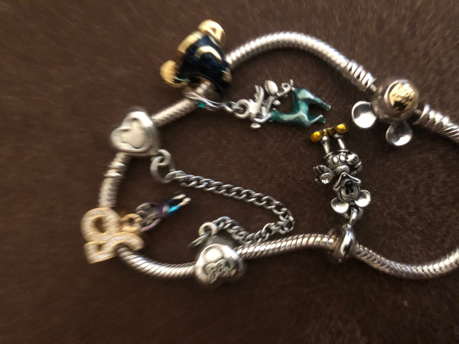 Disney bedelarmband met zilveren bedels - Maat 20, Sieraden, Tassen en Uiterlijk, Armbanden, Ophalen of Verzenden, Gebruikt, Zilver