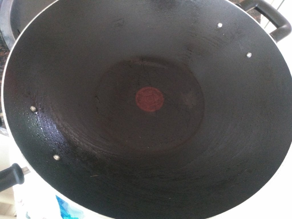 wok pan, Huis en Inrichting, Ophalen of Verzenden, Gebruikt, Rvs, Wok
