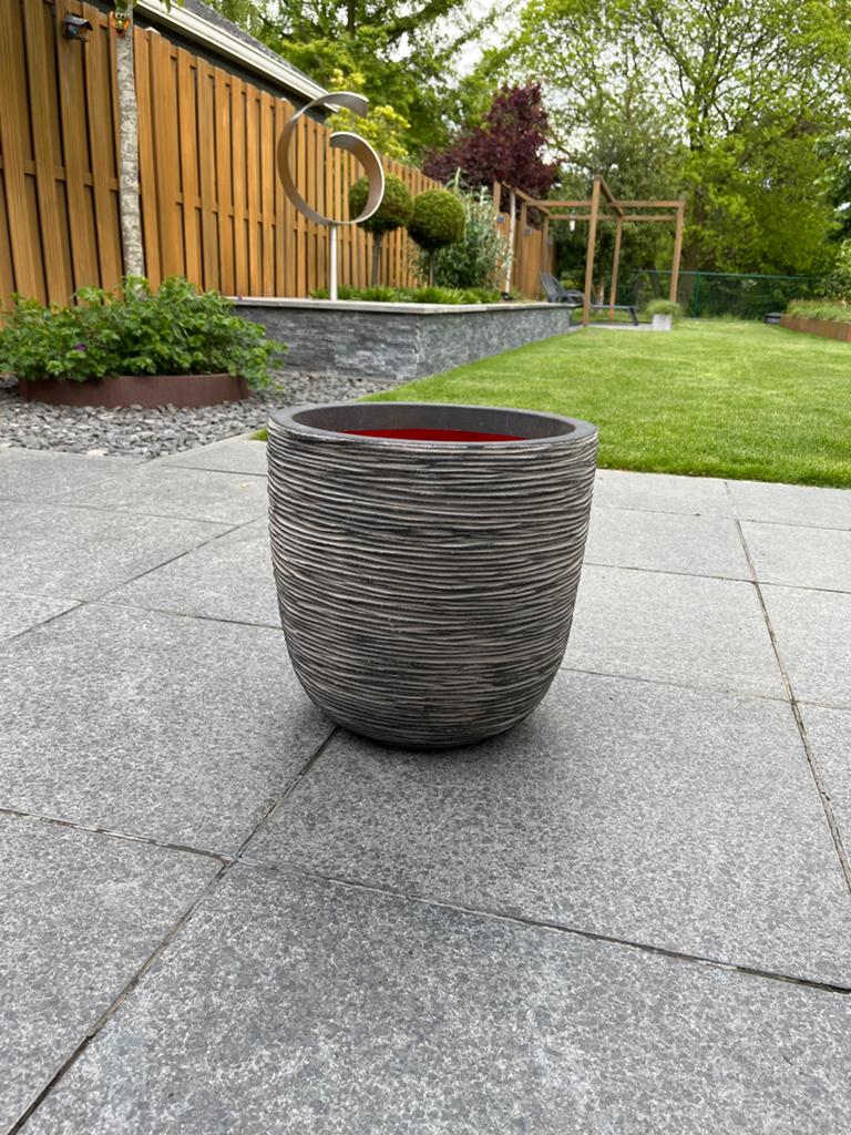 Capi bloempot grijs 34x34 cm, Tuin en Terras, Bloempotten, 25 tot 40 cm, Kunststof, Rond, Binnen