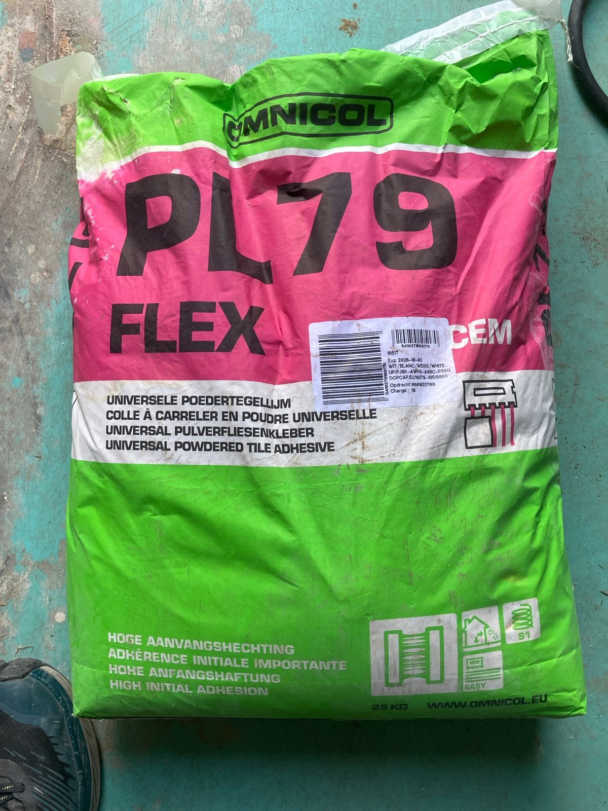 3 zakken Omnicol PL79 Flex witte tegellijm, Ophalen, Nieuw, Overige materialen, Overige typen