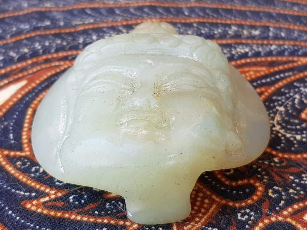 Mooie antieke Oosterse gesp van jade met Boeddha 5,5 cm., Ophalen of Verzenden