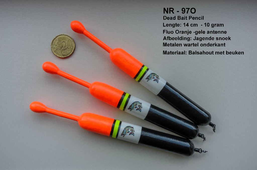 DEAD BAIT PENCIL / SNOEKDOBBER HANDBUILT NR. 97 O / 10 gram, Ophalen of Verzenden, Nieuw, Dobber of Lood