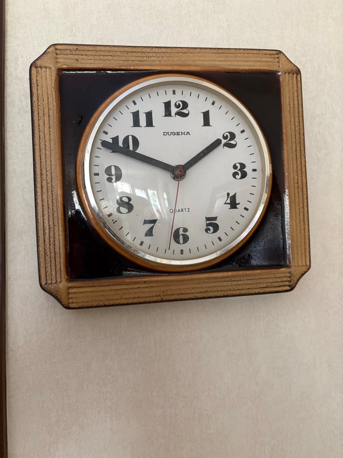 Vintage DUGENA Quartz Wandklok Keramisch Frame, Ophalen of Verzenden