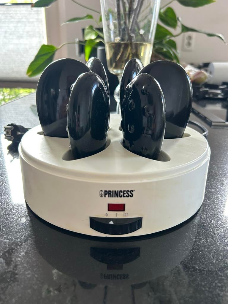 Hotstone massage set Princess + massage olie, Ophalen, Zo goed als nieuw, Hotstone