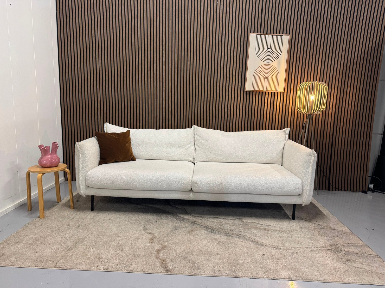 Trendhopper - 2,5 Zits Bank - Wit / Beige - Zeer Nette Staat, Huis en Inrichting, Ophalen of Verzenden, Zo goed als nieuw, 75 tot 100 cm