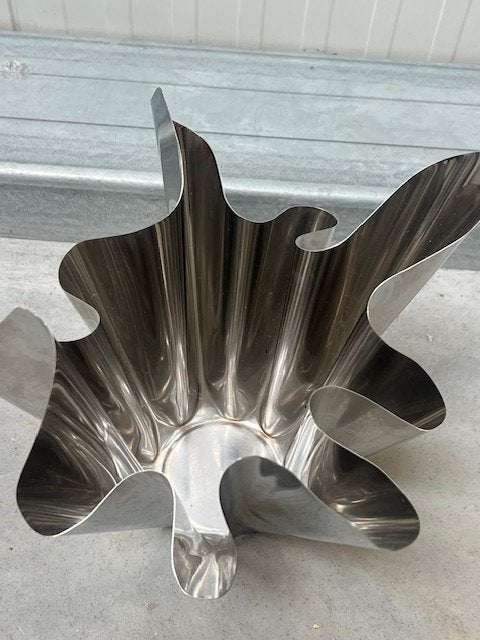 Vintage vaas chroom design bloemenvaas retro vase jaren 70, 23 cm, Gebruikt, Overige kleuren, .
