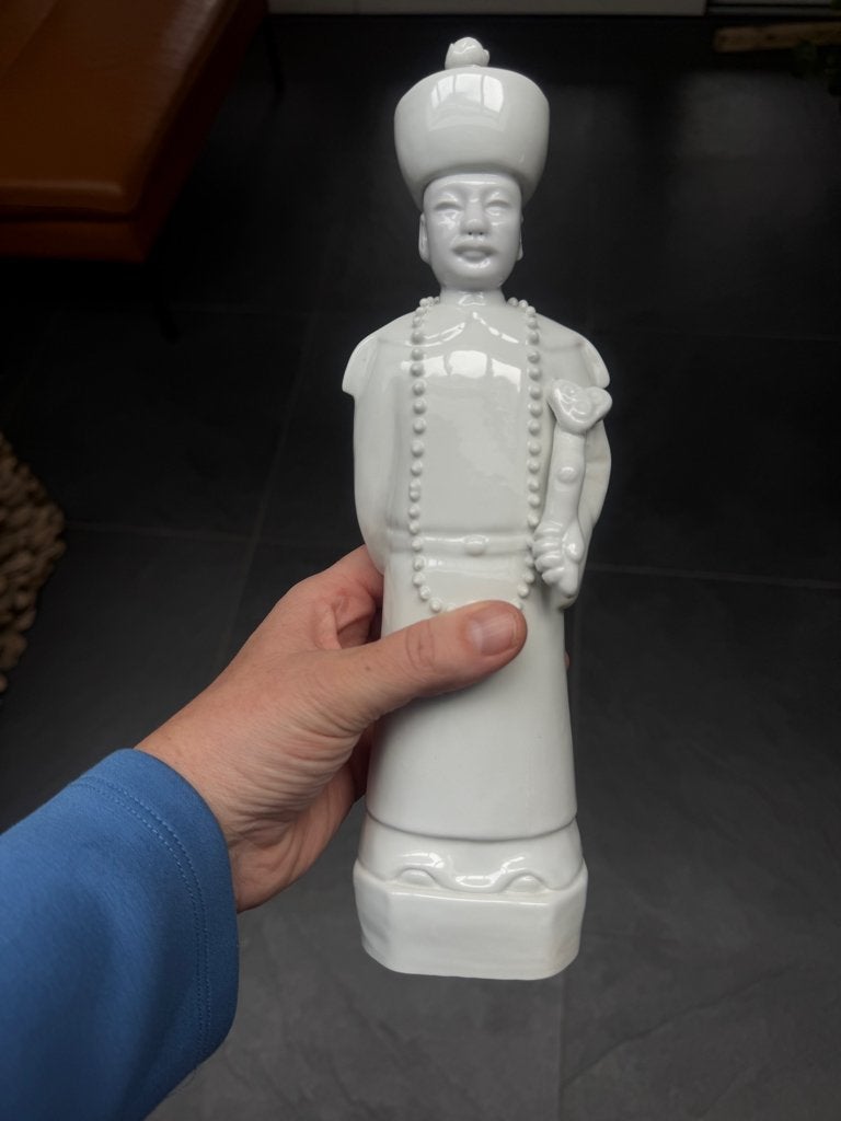 Chinese keizer porselein beeld wit China Chinees man, Ophalen of Verzenden, Zo goed als nieuw, Mens