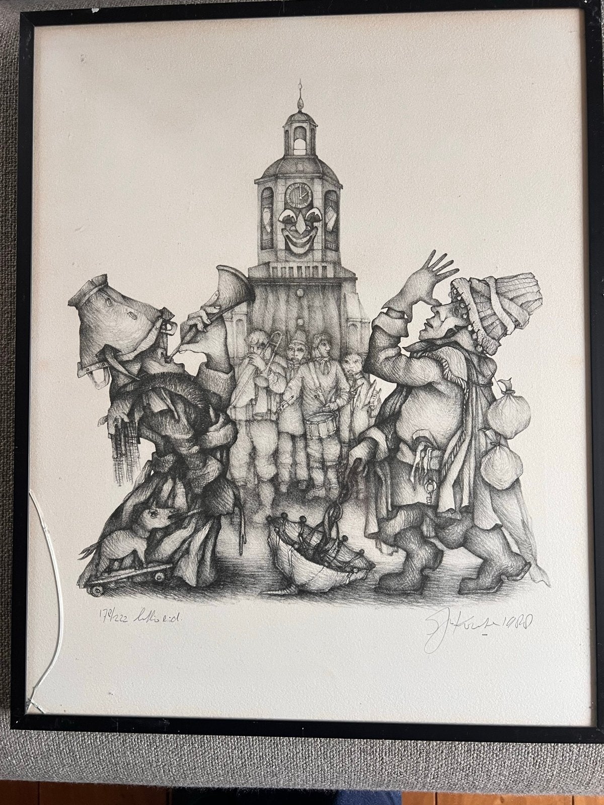 Vastenavond/Krabbegat Litho John van Kooten 1980, Antiek en Kunst, Ophalen