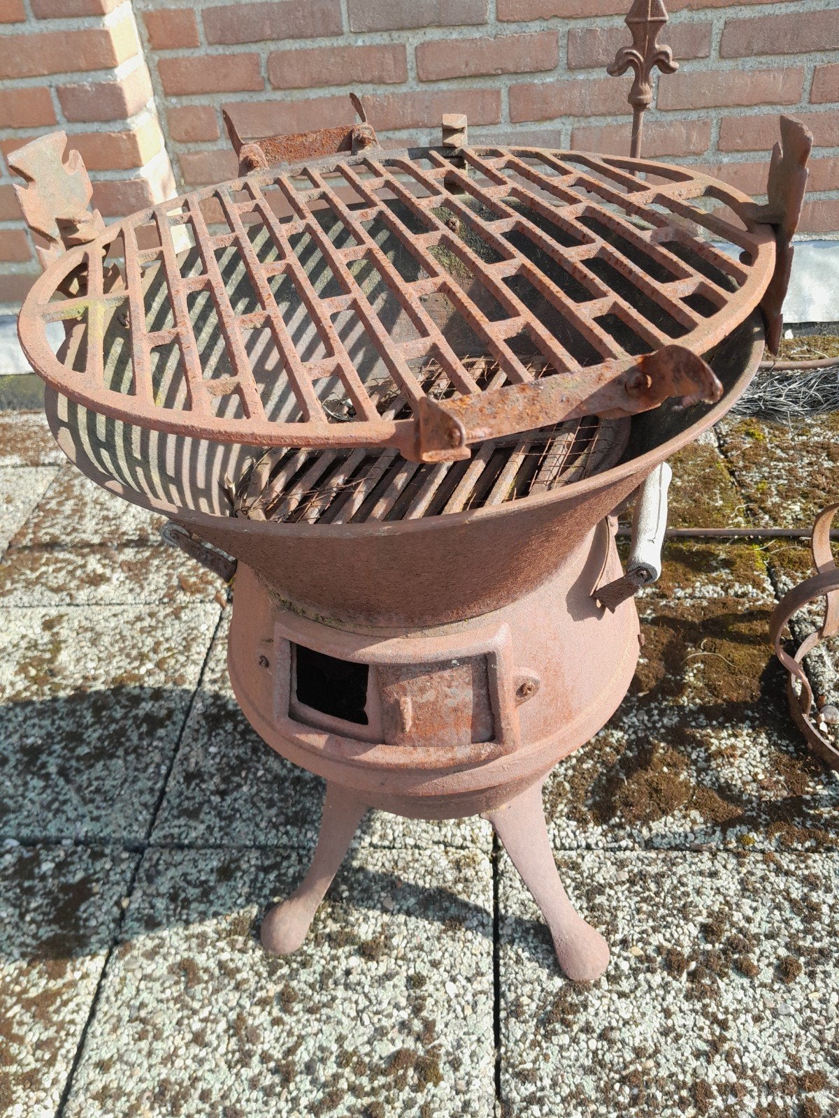Gietijzeren vuurpot houtskoolbarbeque, zware uitvoering, Tuin en Terras, Vuurkorven, Gebruikt, Ophalen
