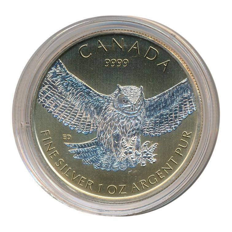 Canada 1 ounce zilver 2015 Grote Hoornuil verguld