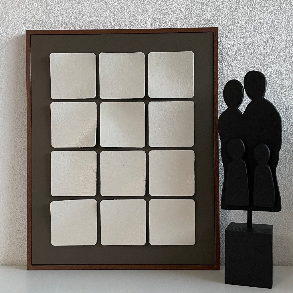 Schilderij "twaalf vlakken" in Sandy beach met bruine lijst, 50 – 75, Minder dan 50 cm, Oorspronkelijke maker, Nieuw