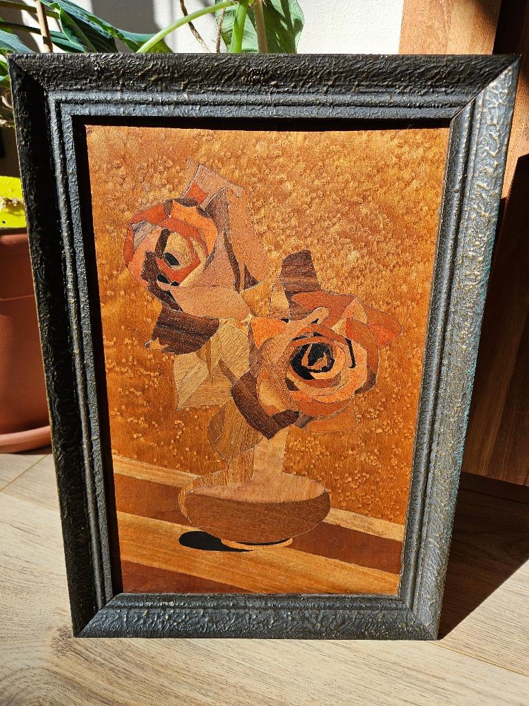Schilderij art deco houten inleg, Antiek en Kunst, Ophalen