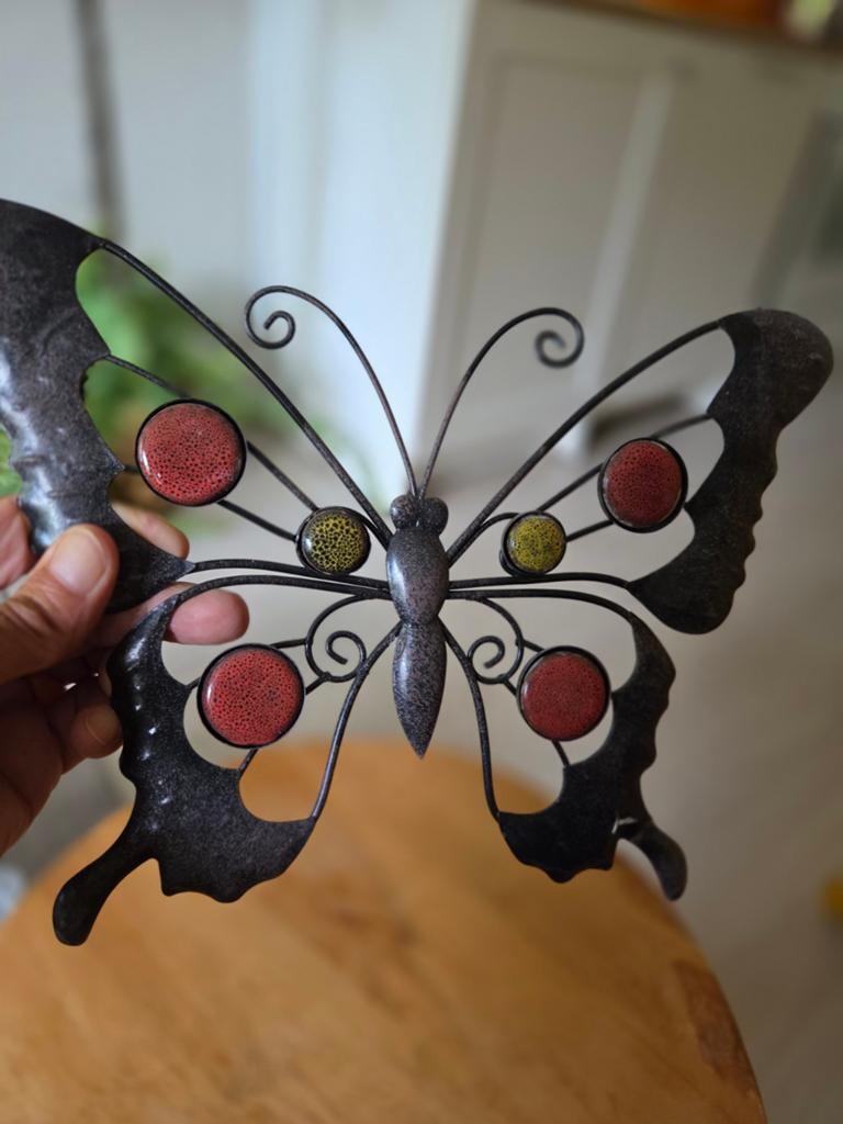 Metalen vlinder wanddecoratie - Portugal stijl 20 cm, Huis en Inrichting, Woonaccessoires | Overige, Ophalen