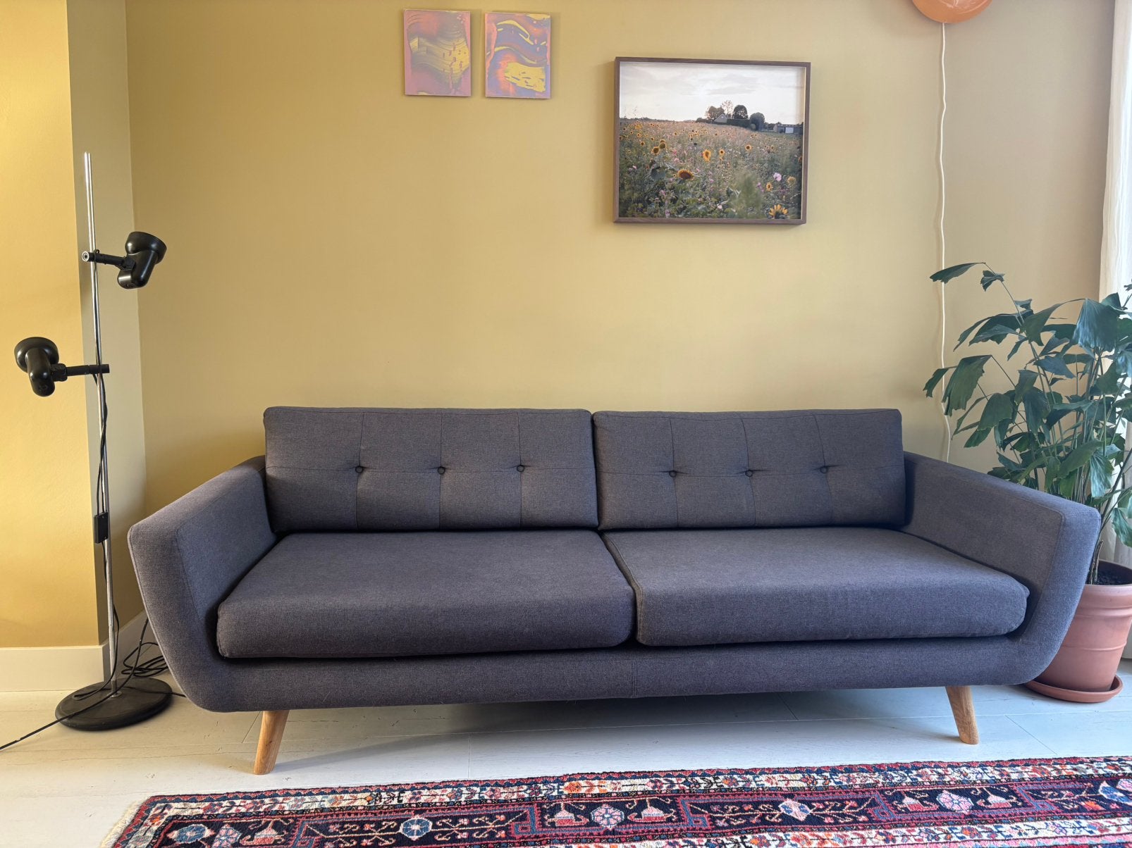 Mooie bank - mid century stijl, Ophalen, Hout, Gebruikt, Driepersoons