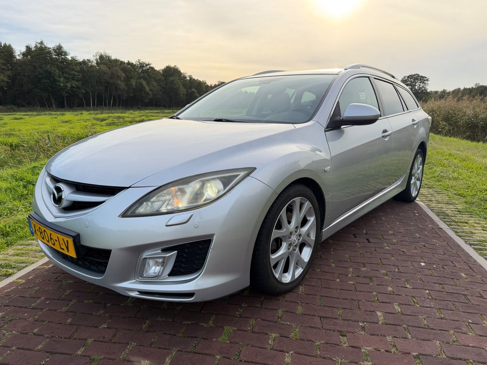 Mazda 6 2.5 Sportbreak 2008 Grijs, Auto's, Zwart, 4 cilinders, Leder, Handgeschakeld