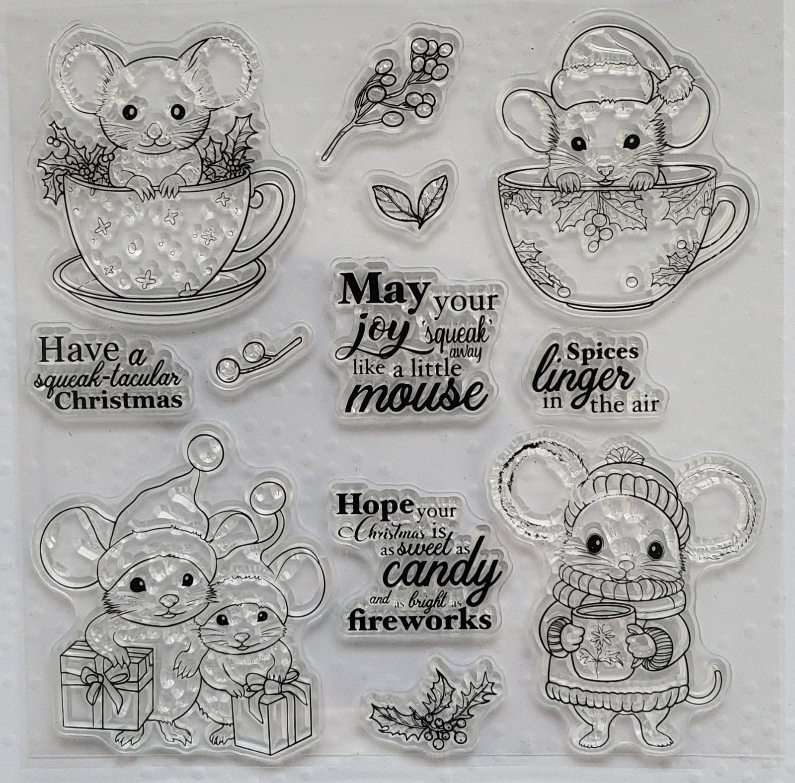 stempels  muisjes / kerst / in kopje, Hobby en Vrije tijd, Ophalen of Verzenden, Nieuw, Clearstamp