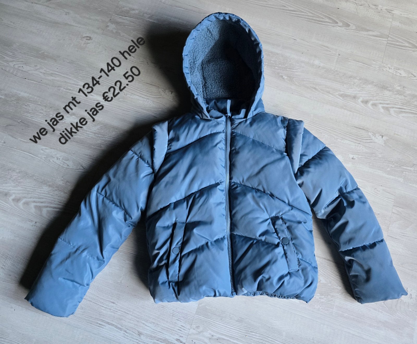 we fashion winterjas blauw gevoerd mt 134-140, Kinderen en Baby's, Ophalen, Zo goed als nieuw, Meisje, Jas