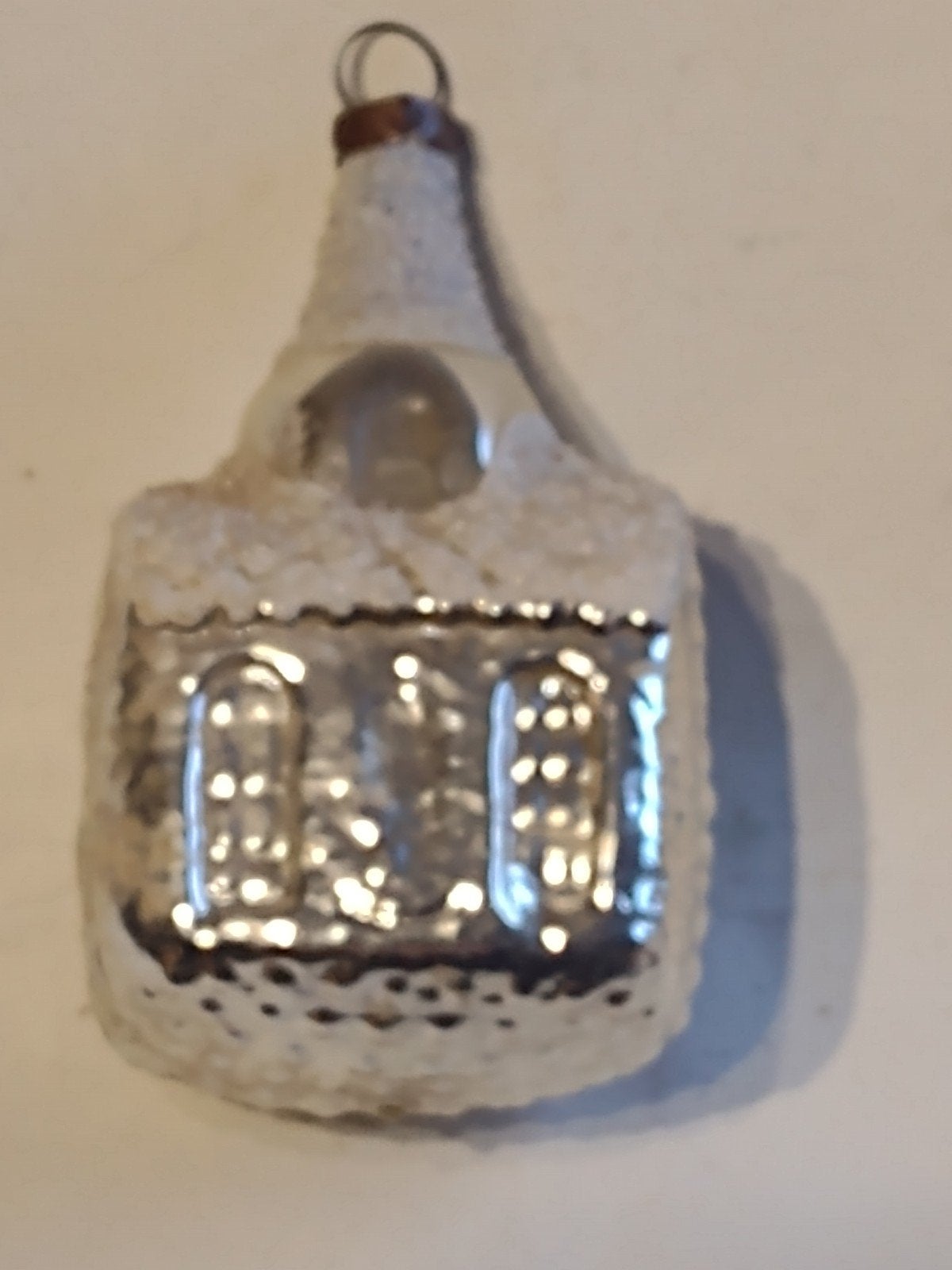 oude zilveren kerkje kerstbal / H 7 cm, Diversen, Kerst, Ophalen, Gebruikt