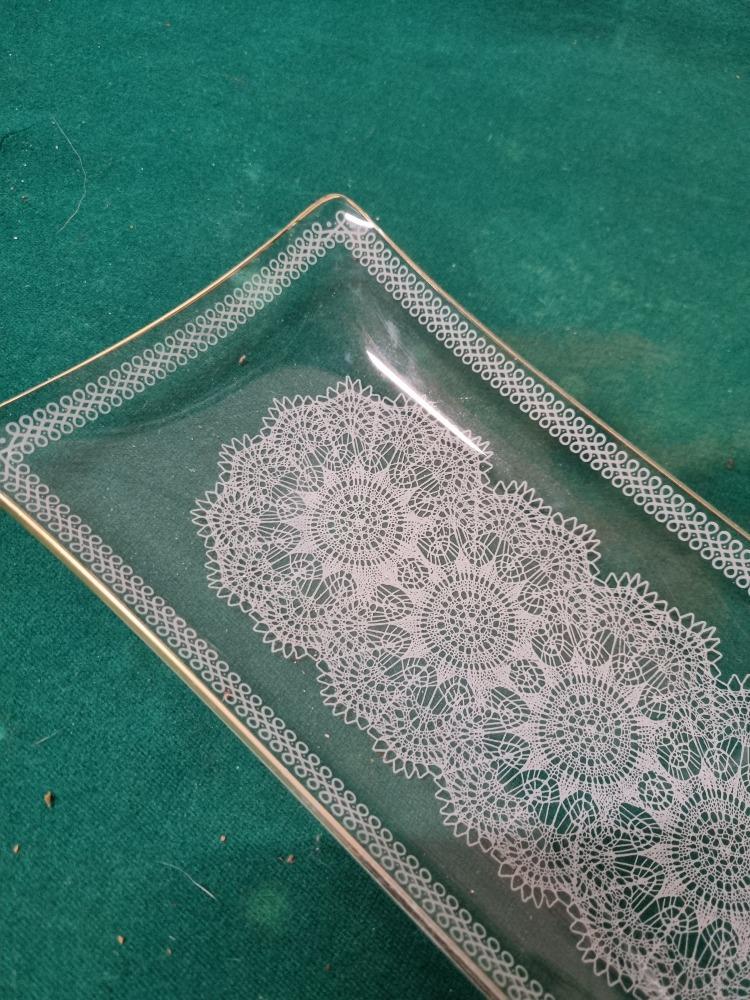 cakeschaal vintage met gouden rand glas, Ophalen of Verzenden