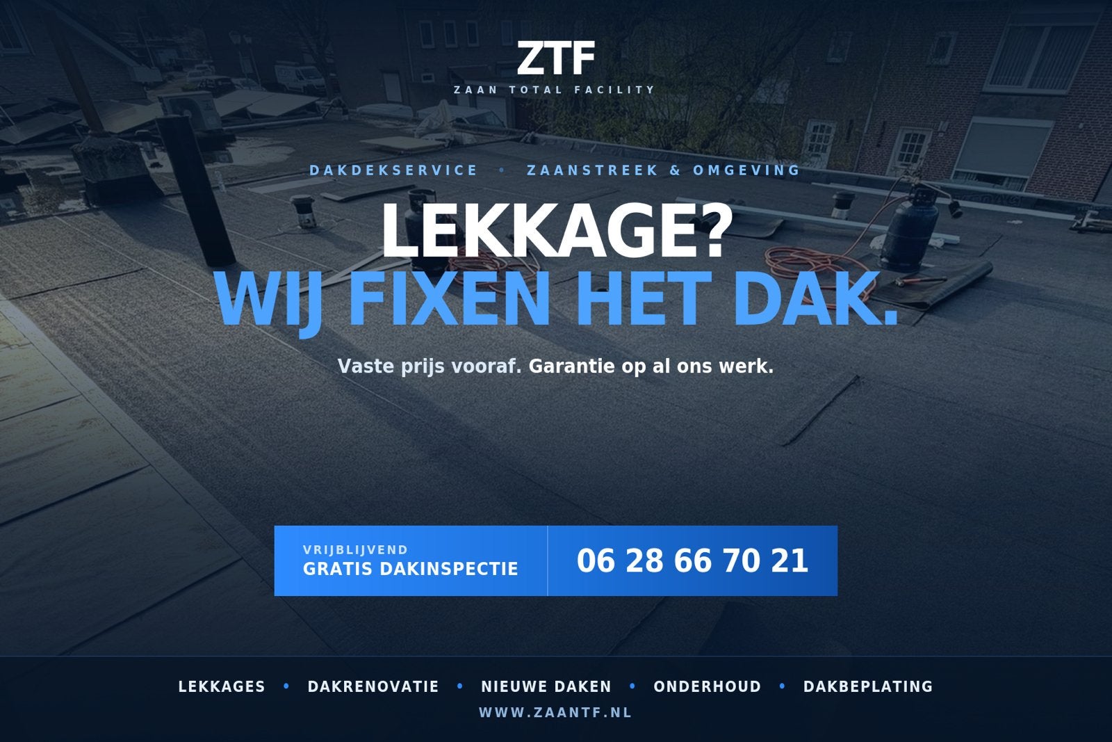 Dakdekker Zaanstreek — lekkage verholpen, vaste prijs, Eén persoon