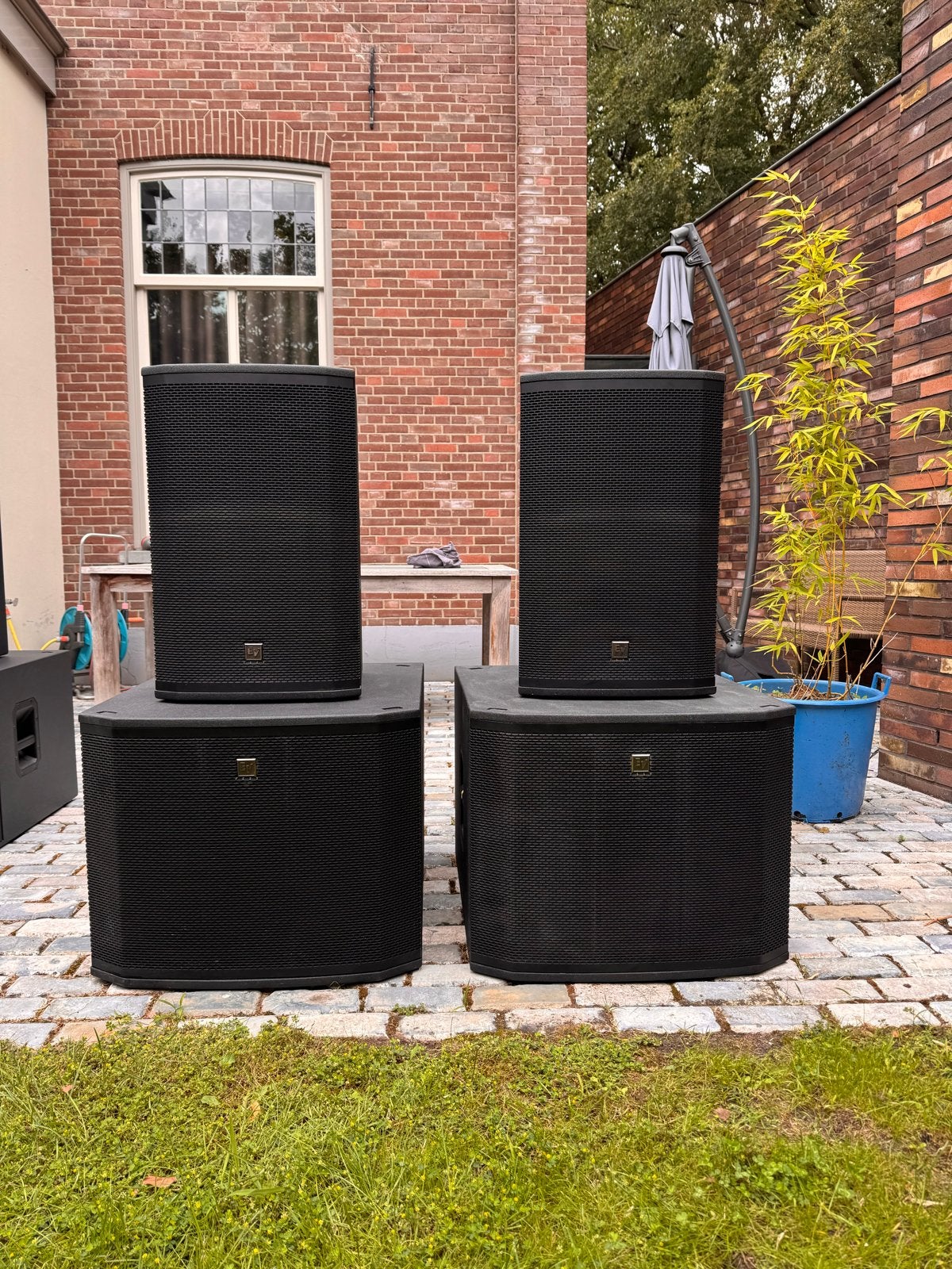 Electro Voice ETX Set | 2x ETX-15P + 2x ETX-18SP incl hoezen, Inclusief kabels, Speakerset, Zo goed als nieuw, Ophalen