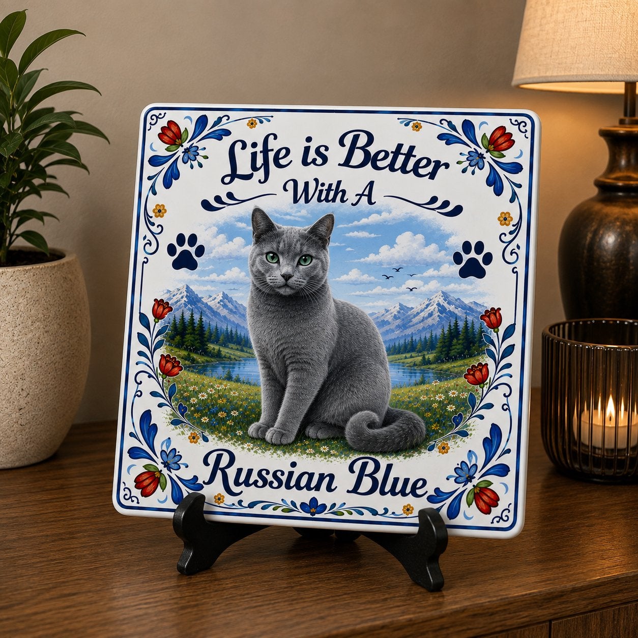 Life is Better with a Russian Blue - Russisch Blauw Tegel, Ophalen of Verzenden, Nieuw