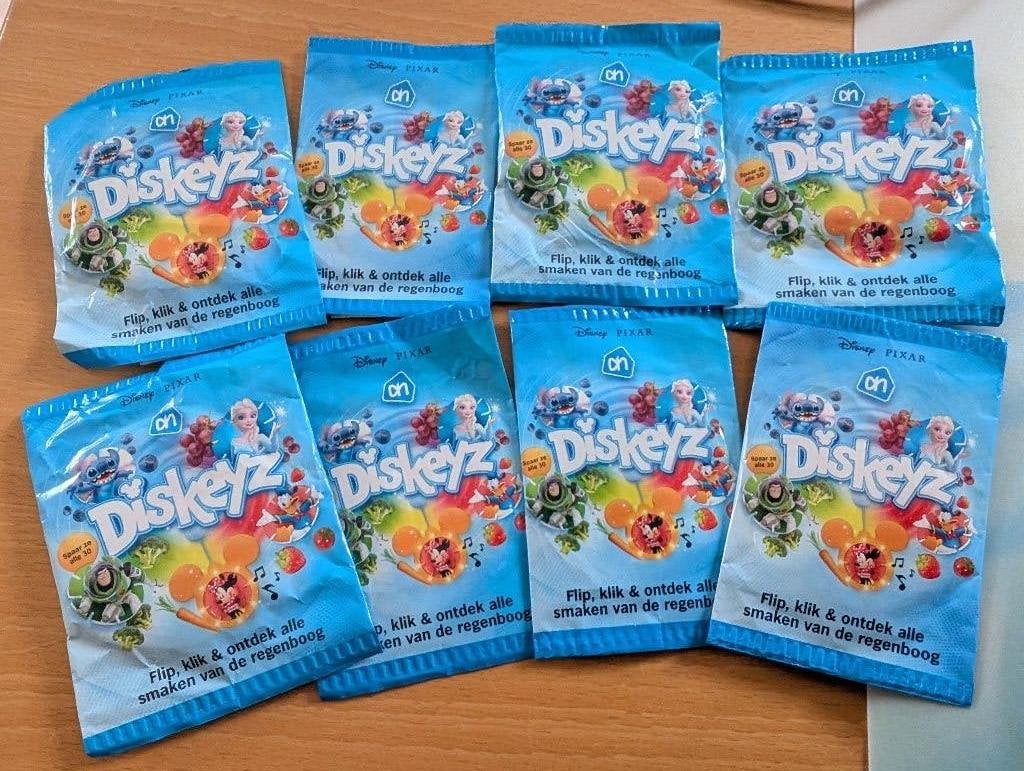 8 ongeopende pakjes Diskeyz van AH, Albert Heijn, Ophalen