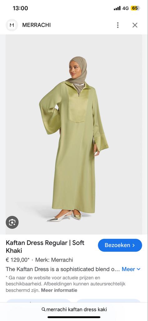 Merrachi Kaftan Jurk  | Soft Khaki, Ophalen of Verzenden, Zo goed als nieuw, Maat 34 (XS) of kleiner, Onder de knie