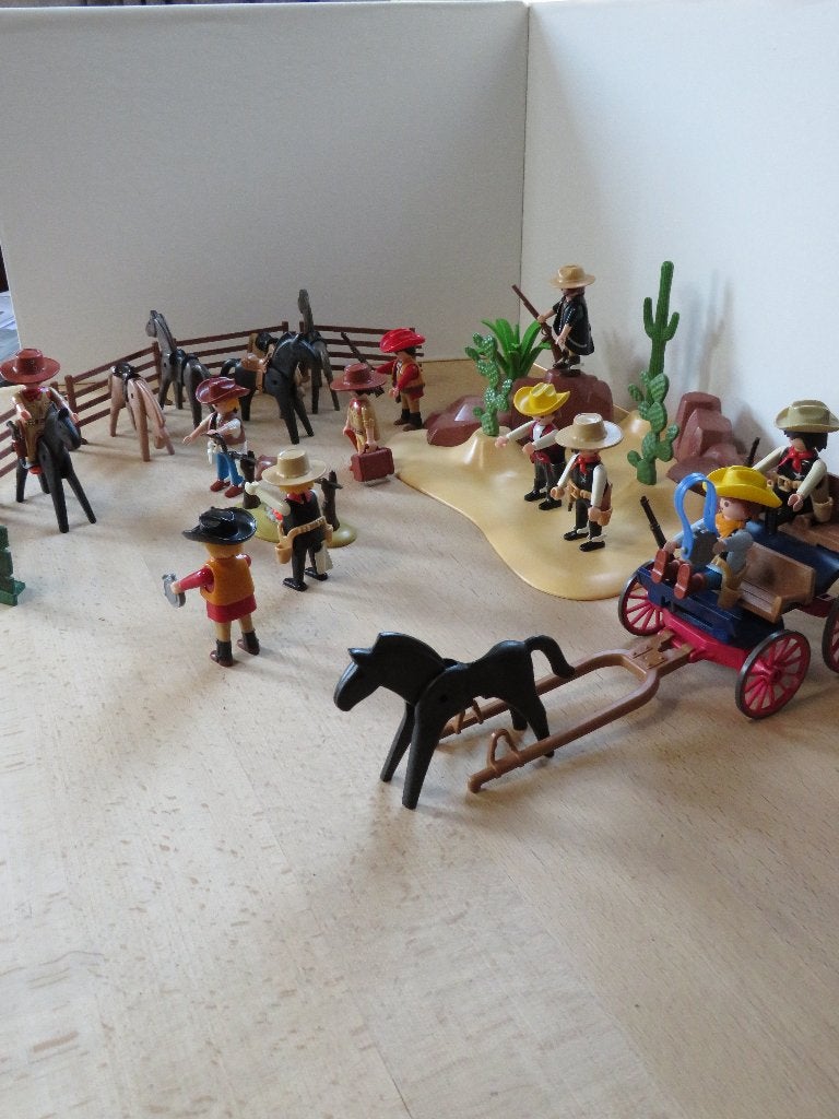 Playmobil Western set met cowboys, koets en kampvuur, Gebruikt, Complete set, Overige typen, Historisch