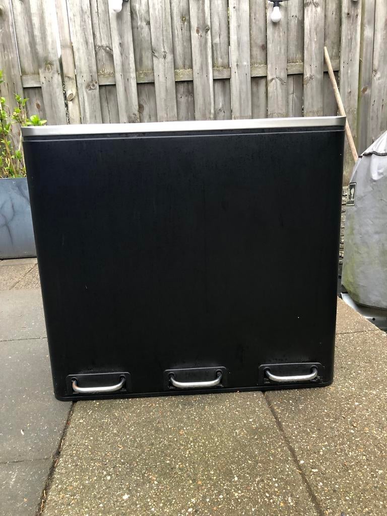 Afvalbak met 3 emmers, Huis en Inrichting, Woonaccessoires | Prullenbakken, Ophalen, Gebruikt, Met pedaal, 50 tot 75 cm