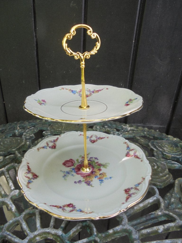 2 + 3 Laags Etagere Mitterteich Bavaria bloemboeket / roos, Ophalen of Verzenden