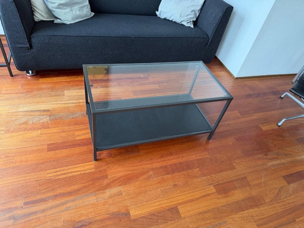 Glazen koffietafel + bijzettafel, Ophalen, Gebruikt, 50 tot 100 cm, 50 tot 100 cm