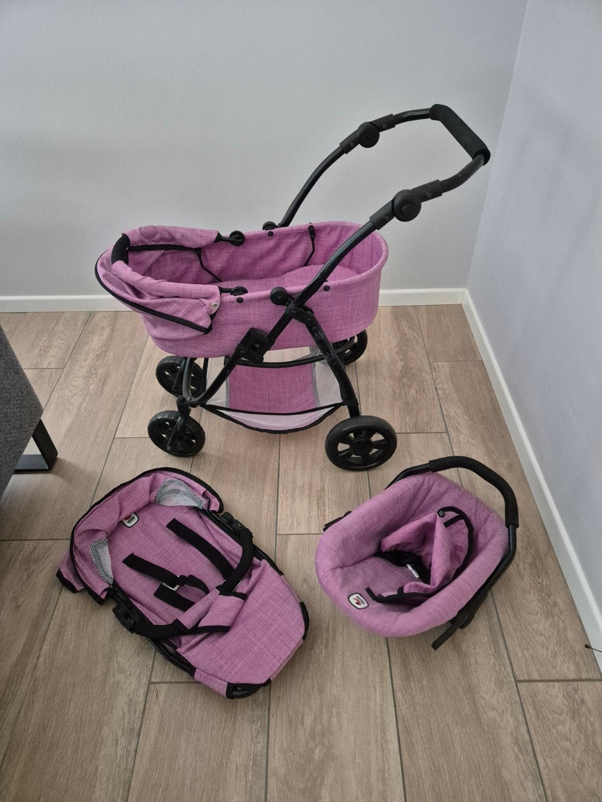 Poppen wandelwagen 3 in 1 set roze., Ophalen, Zo goed als nieuw