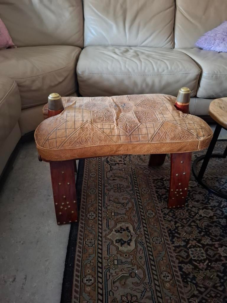 Mooie vintage kamelenkruk kamelen zadel egypte voetenbank, Ophalen of Verzenden, Rechthoekig, Minder dan 50 cm