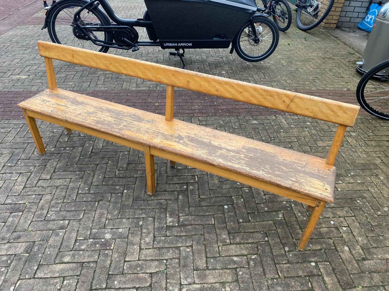 Vintage houten (kinder) bankje, Ophalen