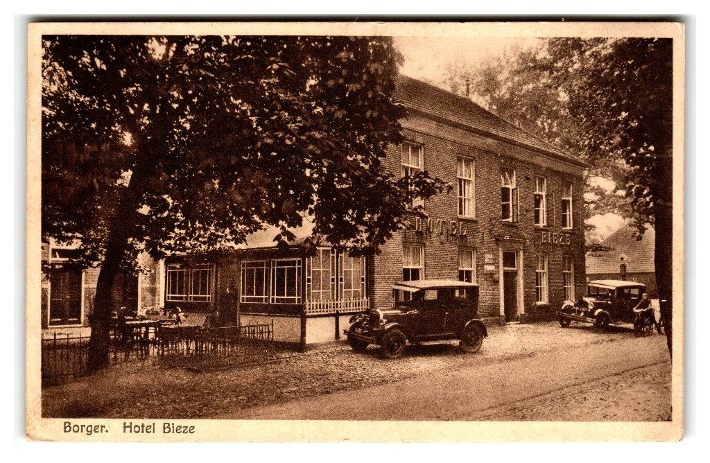 Borger, Hotel Bieze, Ophalen of Verzenden, 1920 tot 1940, Gelopen, Drenthe