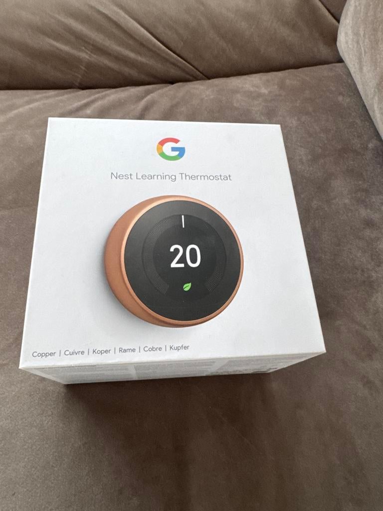 Nest Learning Thermostaat - Koper Kleurig, Ophalen of Verzenden, Slimme thermostaat, Nieuw