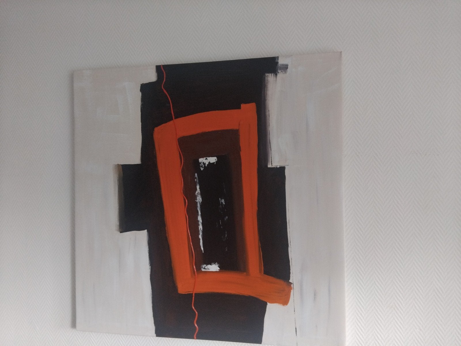 Abstract schilderij met oranje en bruin, Ophalen