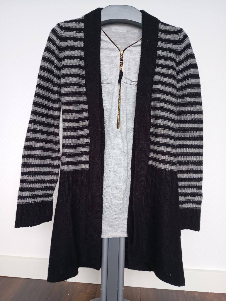 Warme dik gebreide lange vest, z.g.a.n., maat 36 / 38, Kleding | Dames, Ophalen of Verzenden, Zo goed als nieuw, Maat 36 (S), Zwart