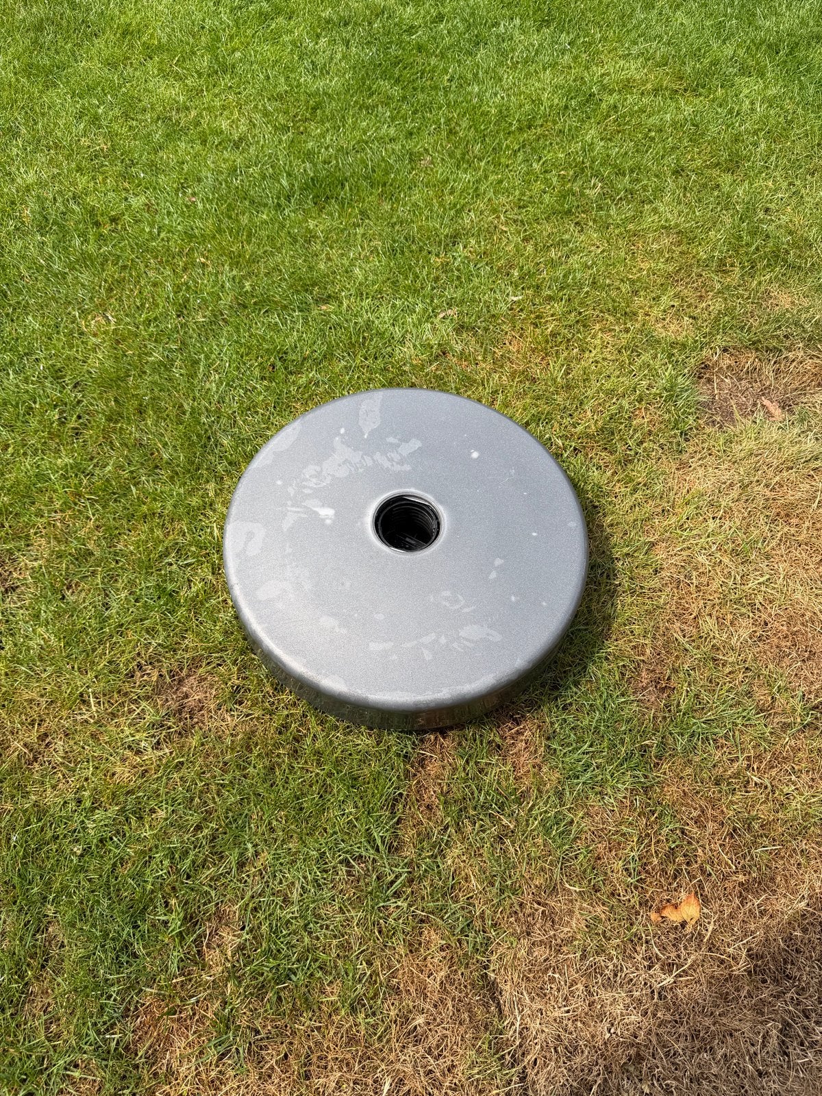 Parasolvoet vulbaar 25kg - Grijs - Gebruikt, Tuin en Terras, Ophalen, Gebruikt, Minder dan 1 meter, Parasolvoet