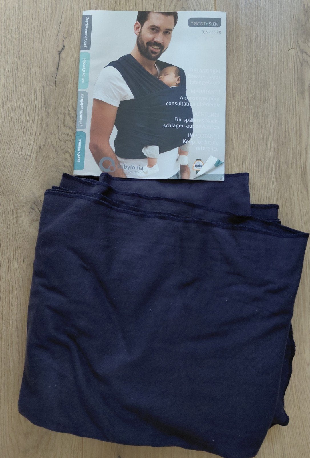 Babylonia Tricot-Slen Draagdoek - Donkerblauw (3,5-15 kg), Kinderen en Baby's, Babydragers en Draagdoeken, Draagdoek, Buik of Rug