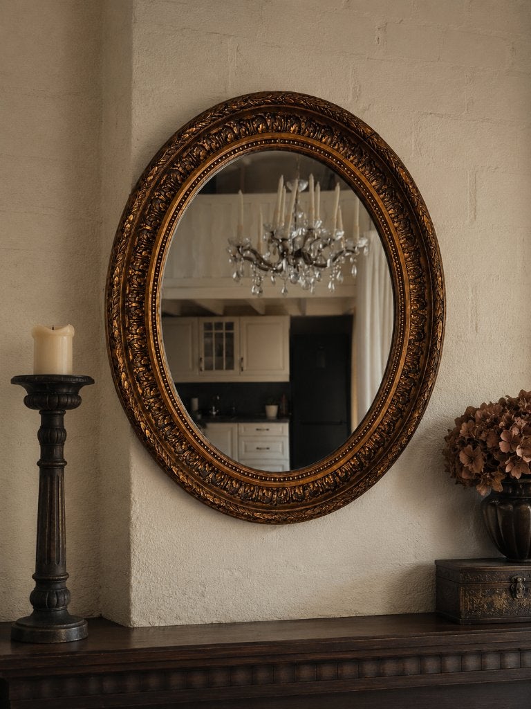 antieke ovale spiegel, Ophalen, Ovaal, 50 tot 100 cm, Minder dan 100 cm