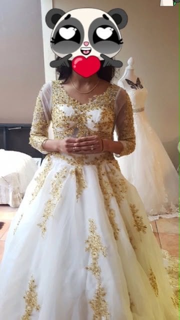 Witte trouwjurk met gouden details, Ophalen of Verzenden, Zo goed als nieuw, Wit, Trouwjurk