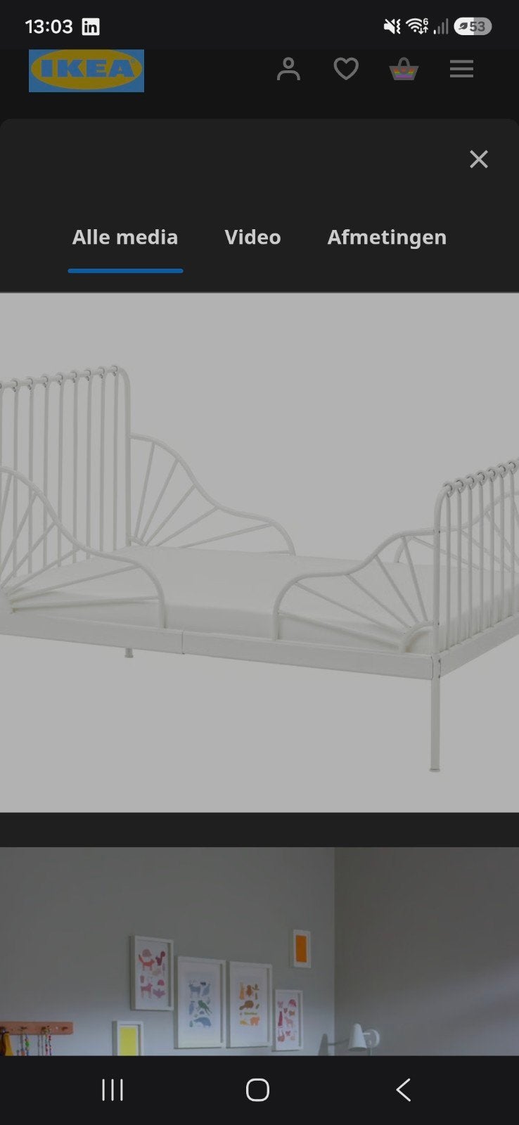 IKEA Minnen uitschuifbaar bedframe, Ophalen, Eenpersoons, Wit, Kinderbed, uitschuifbaar