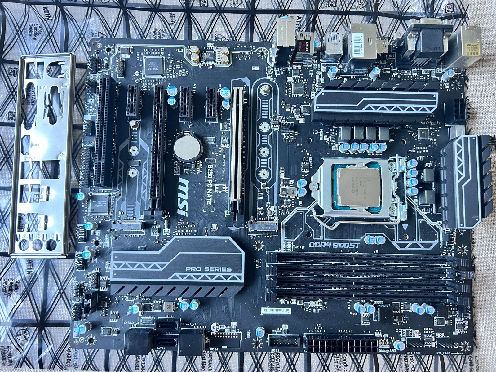 MSI B250 PC Mate Moederbord - Intel B250, DDR4, Socket 1151, Ophalen of Verzenden, Gebruikt, Intel, DDR4