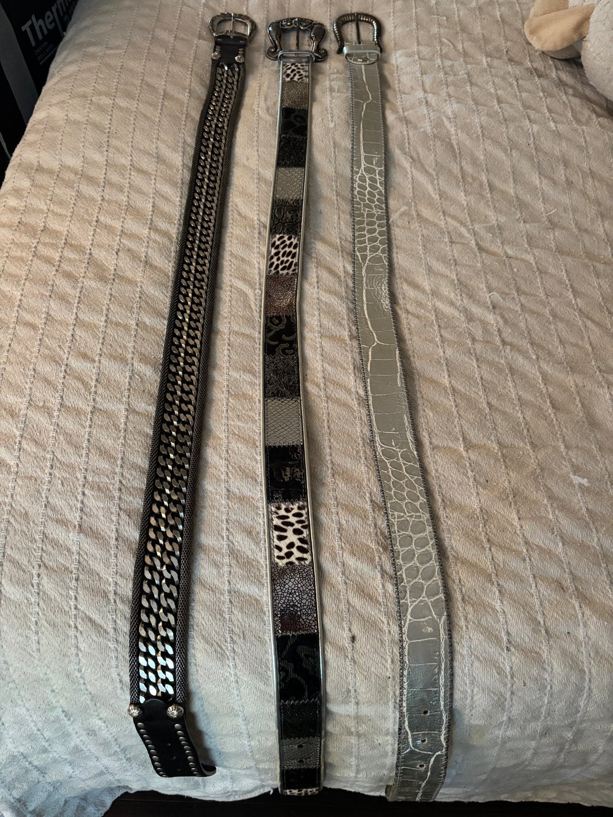 Set van 3 unieke leren Nanni riemen, Made in Italy, Overige kleuren, 3 tot 5 cm, Echt leder, 90 tot 100 cm