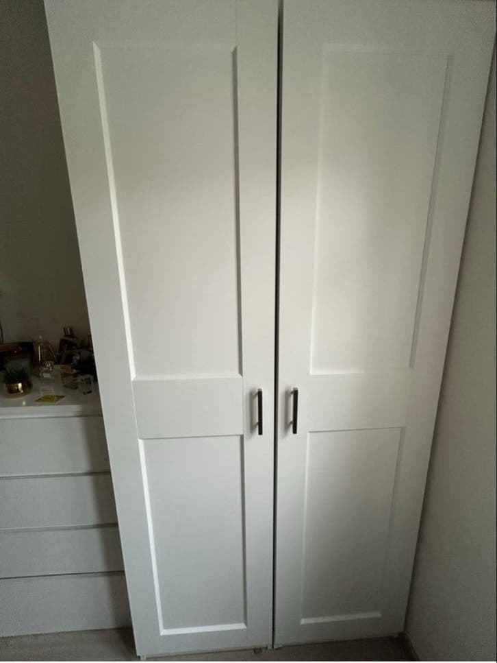 2 Ikea Pax GRIMO WIT Kastdeuren (195 cm hoog), Ophalen, Overige materialen, Gebruikt, 200 cm of meer