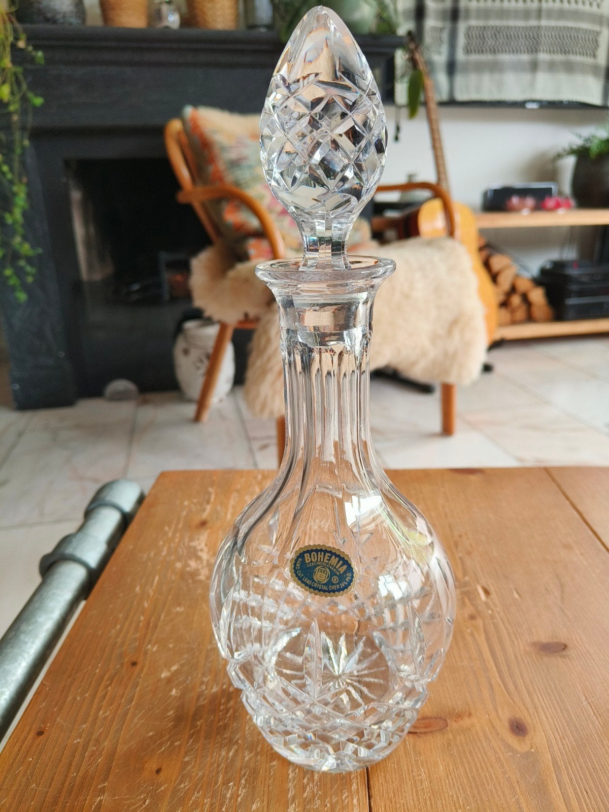Kristallen karaf Bohemia, geslepen glas, Ophalen