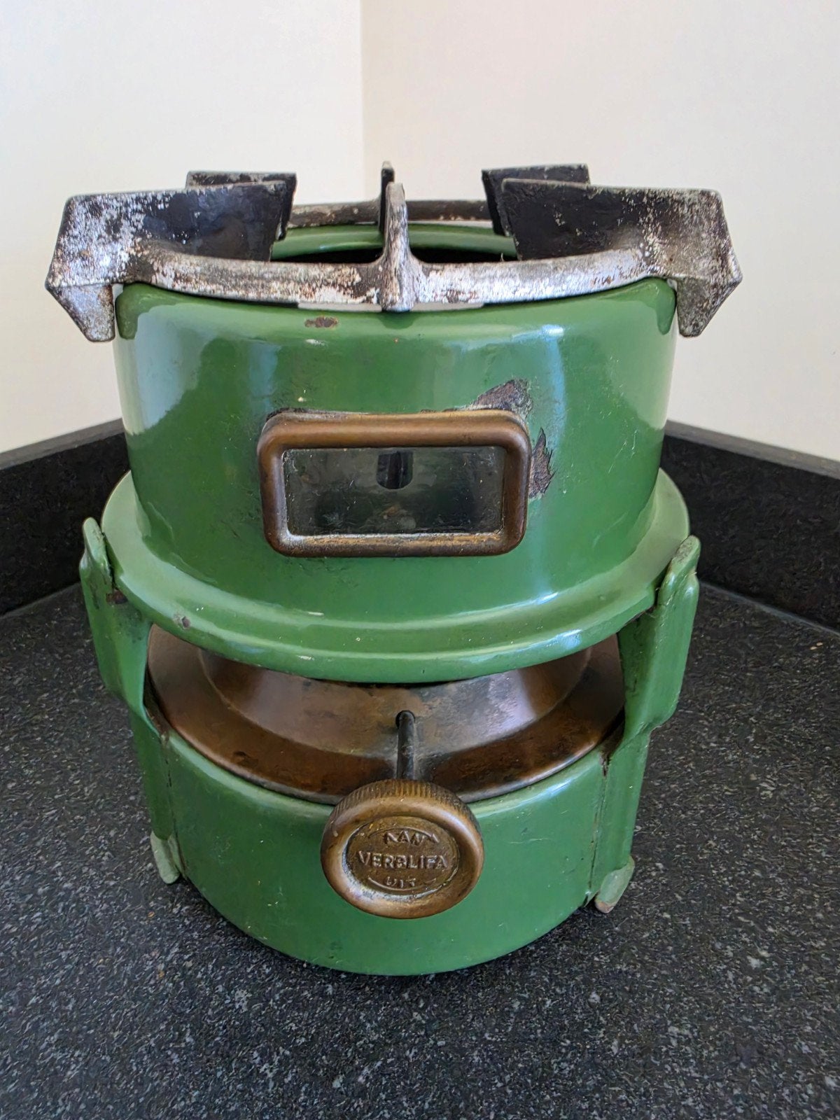 Petroleumstel, werkend, groen, klein, Ophalen of Verzenden